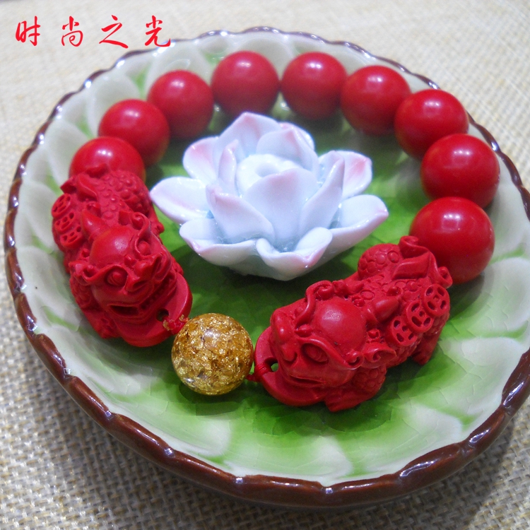 Natural cinnabar DIY handmade gold foil cinnabar bracelet bracelet bracelet manufacturer direct sales