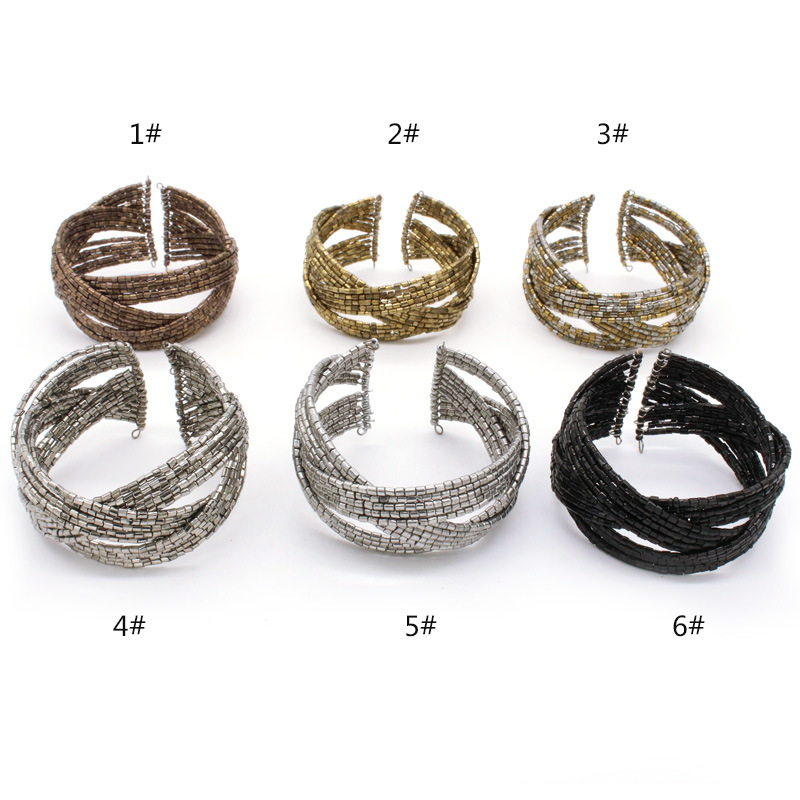 European and American ethnic style rice bead woven bracelet punk style fashion personality handmade bead multi-layer bracelet jewelry wholesale
