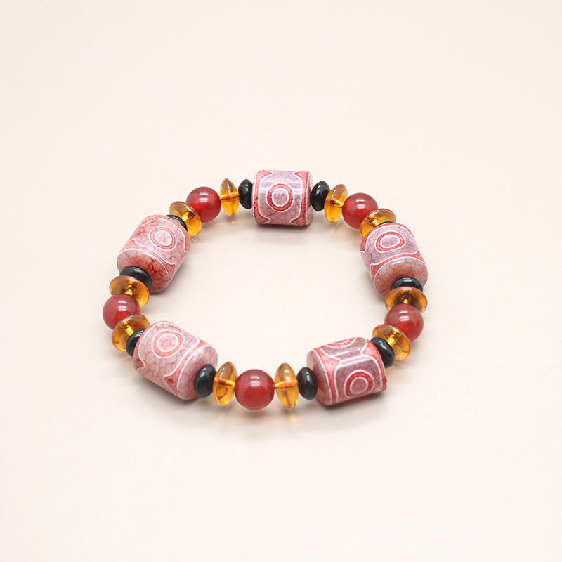 Natural agate bracelet for men and women, frosted agate bucket bead bracelet, live streaming hot selling natural stone jewelry