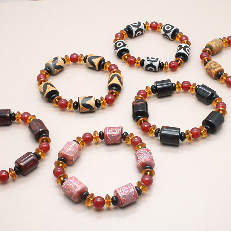 Natural agate bracelet for men and women, frosted agate bucket bead bracelet, live streaming hot selling natural stone jewelry