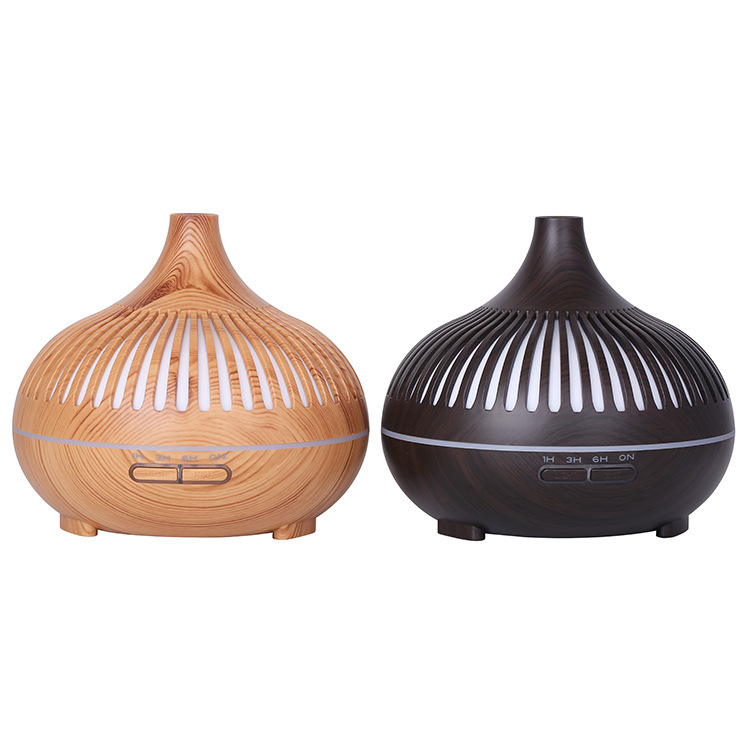 Wood grain humidifier, wood grain aromatherapy machine, 500ML remote control hollow cross-border new model, 7-color lighting