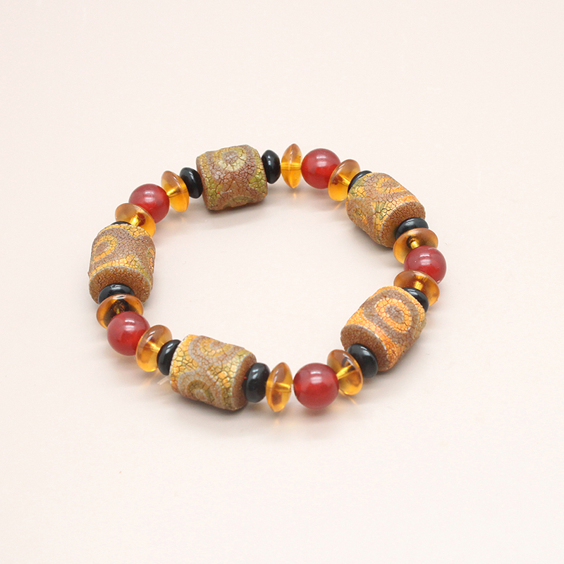 Natural agate bracelet for men and women, frosted agate bucket bead bracelet, live streaming hot selling natural stone jewelry