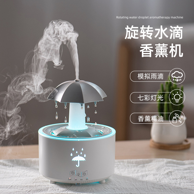 Rotating Raindrop Aromatherapy Machine, Heavy Fog Capacity, Home Office Essential Oil Fragrance Expansion, Desktop Colorful Aromatherapy Humidifier