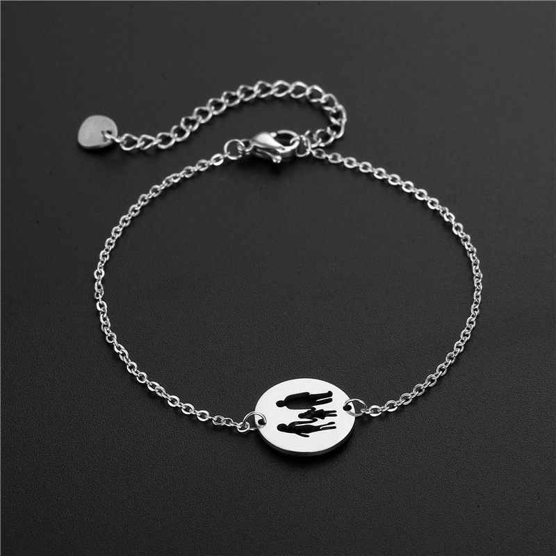 Family Series Three Family Dad Mom Son Cartoon Character Stainless Steel Bracelet South American Handmade