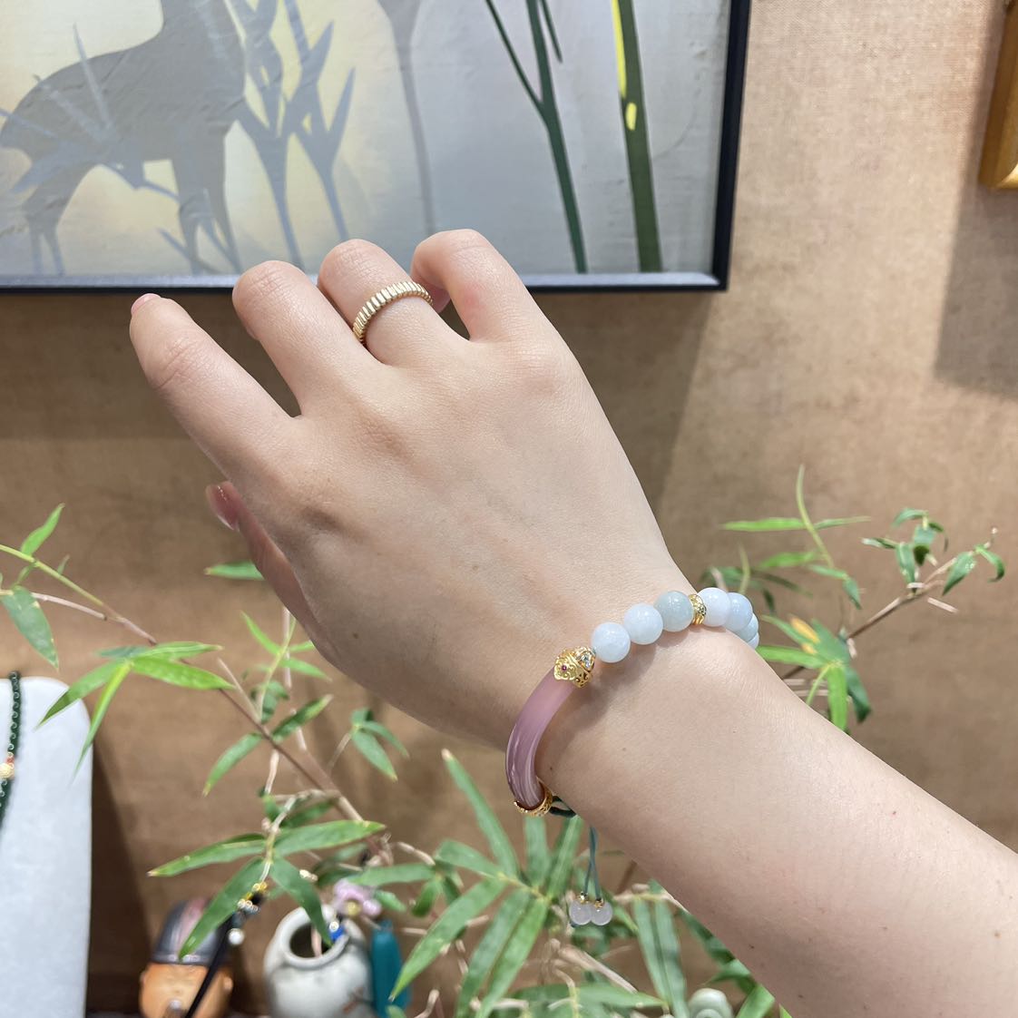 New Chinese style ancient style Chinese style original jewelry bracelet, natural jade adjustable handmade half bracelet