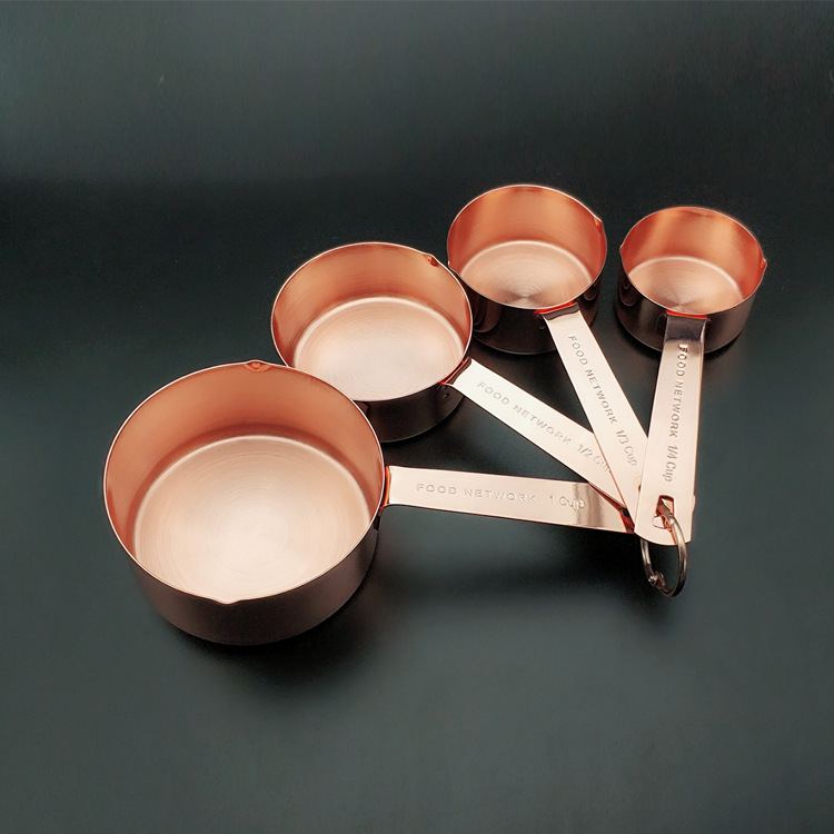 Rose gold copper plated stainless steel kitchen baking scale spoon set