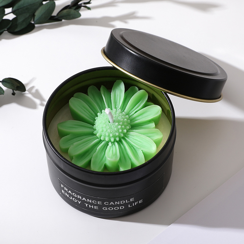 Daisy Iron Can Aromatherapy Candle Cup Wax Handmade Soy Wax Handmade Gift for Goddess Day Wedding Creative Gift