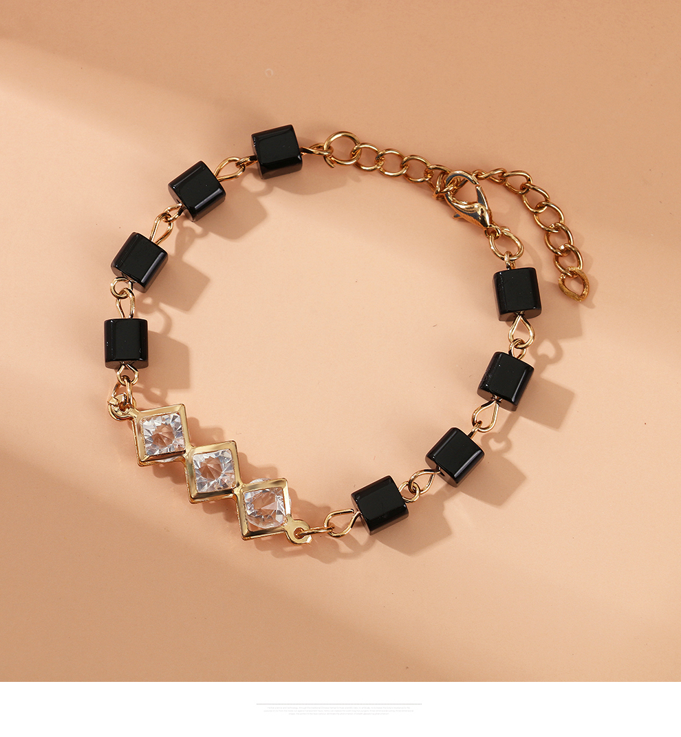 Cross border niche design in Europe and America, cool style, simple and fashionable pentagram zircon square bracelet, women's headwear accessory