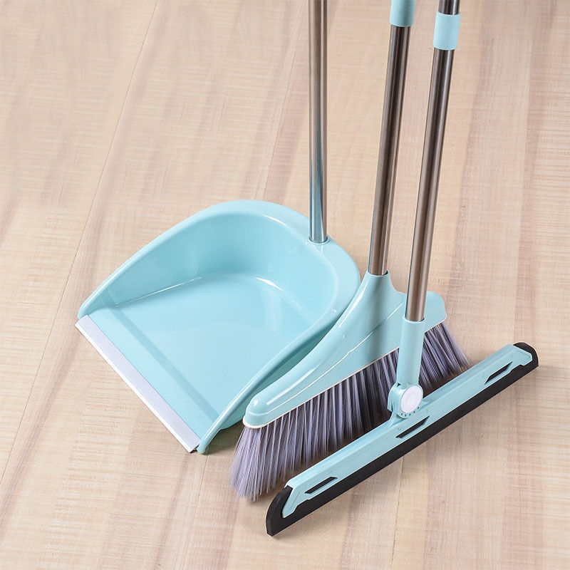 Household broom and dustpan set, consisting of three pieces of broom, soft fur, non stick to hair, enlarged and thickened dustpan and dustpan