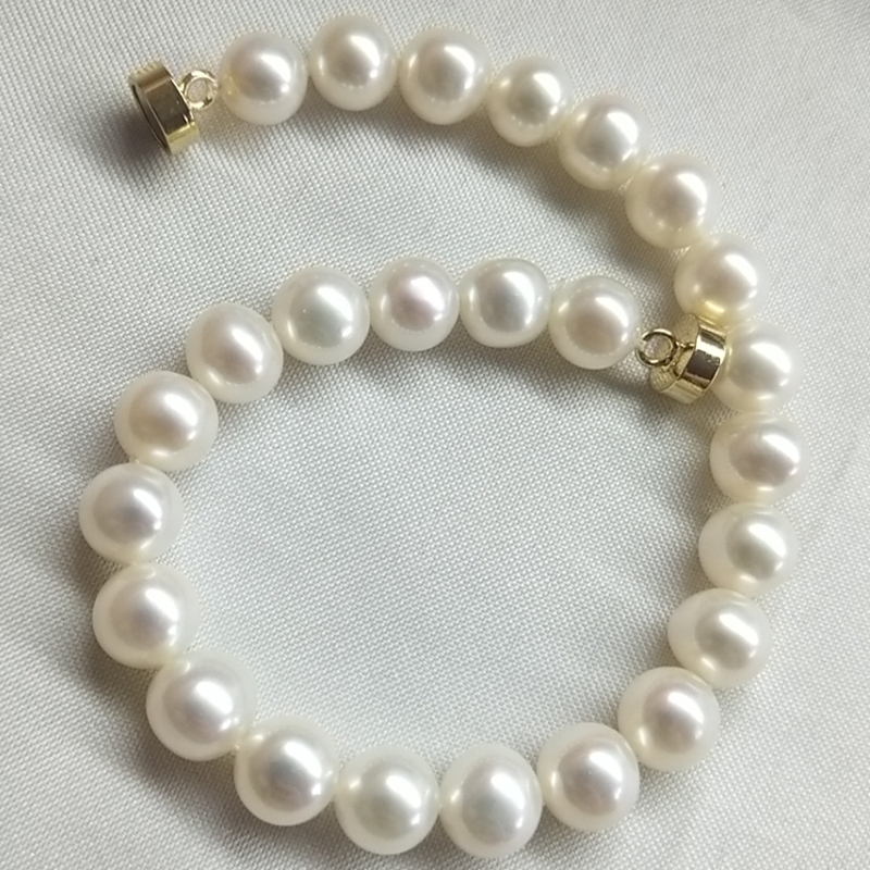 Zhuji Pearl 6-7mm Near Round Strong Light Flawless Pearl Bracelet with Iron Buckle for Easy Wearing Pearl Bracelet Gift