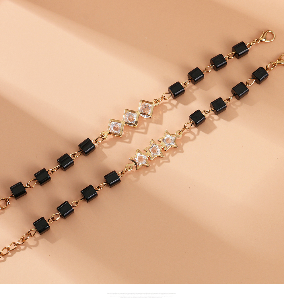 Cross border niche design in Europe and America, cool style, simple and fashionable pentagram zircon square bracelet, women's headwear accessory