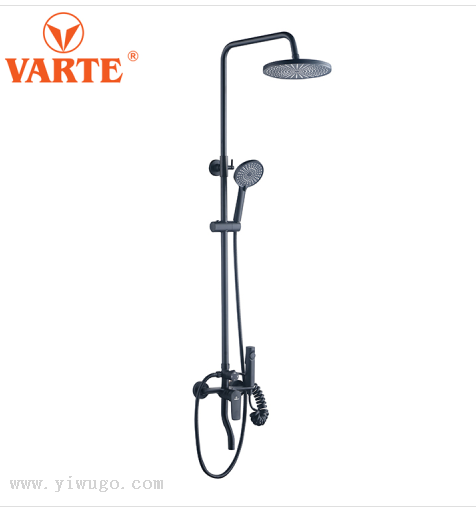 Black handheld showerhead stainless steel 7-shaped tube ABS top spray showerhead set factory direct sales