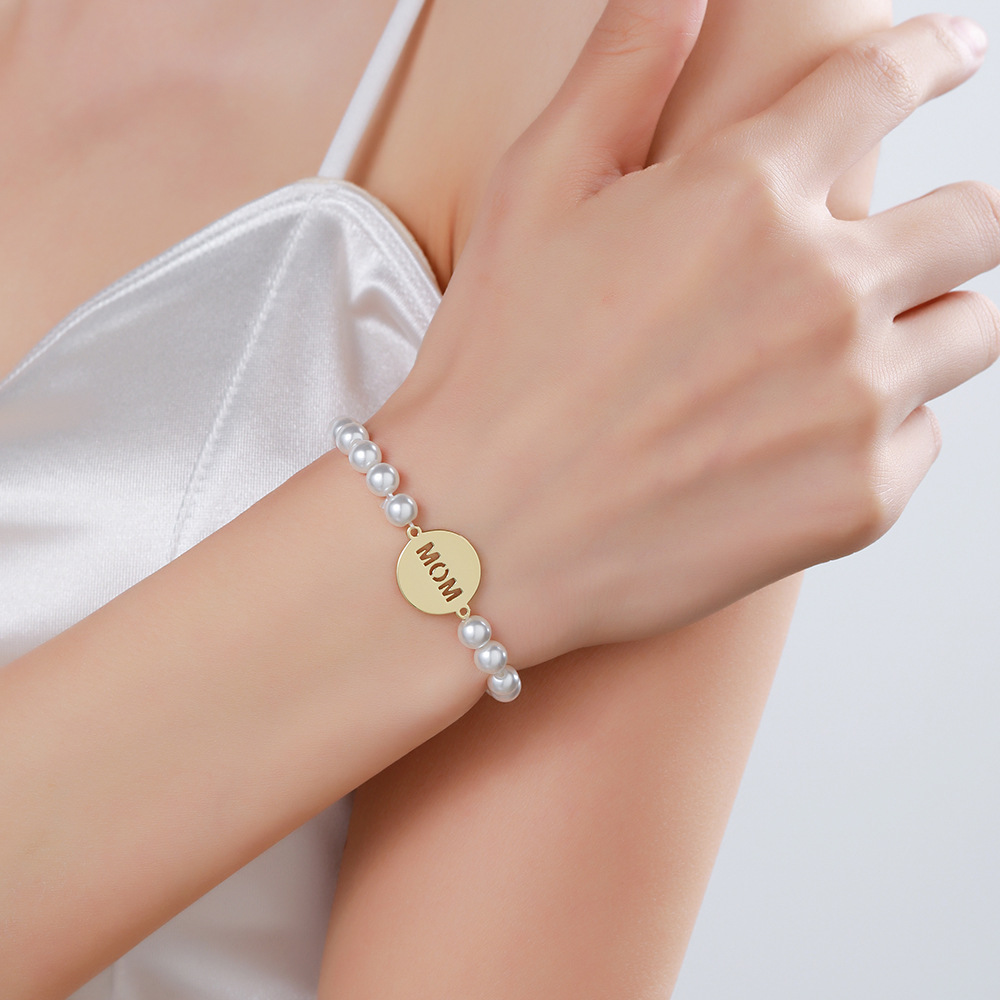 New Cross border Hot selling Pearl Style Mother's Day Gift Bracelet Simple and Versatile MOM High Brightness Pearl Bracelet Bracelet