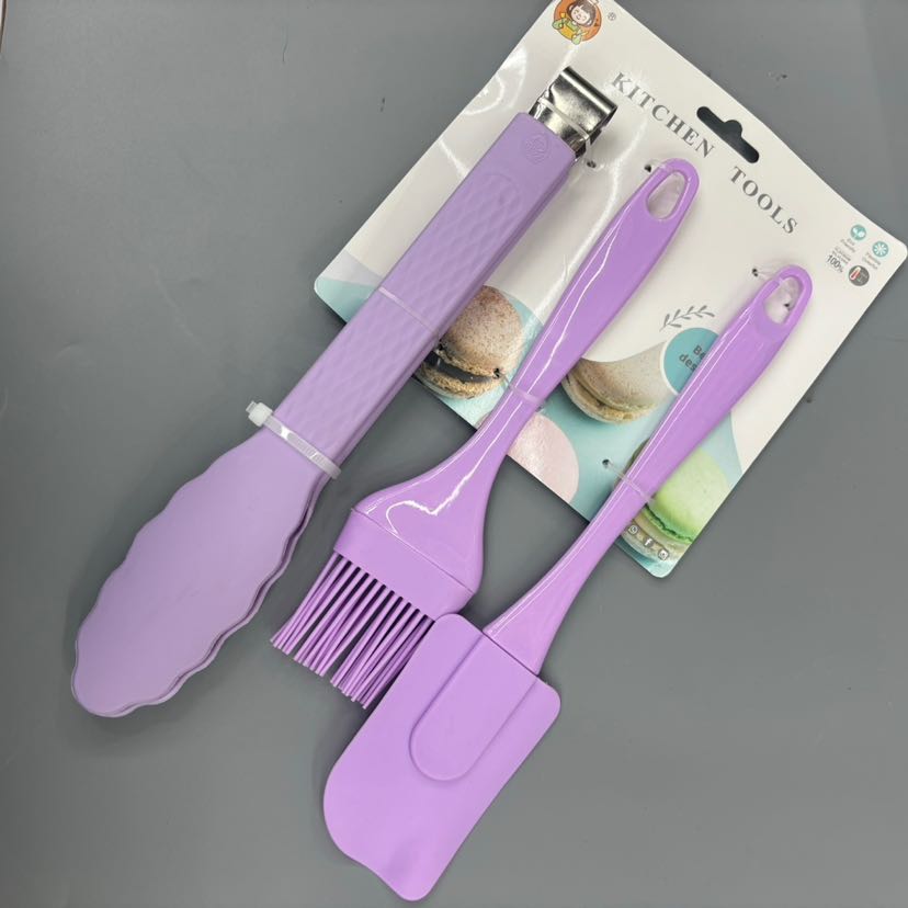 Silicone brush with scraping silicone brush set, food clip set