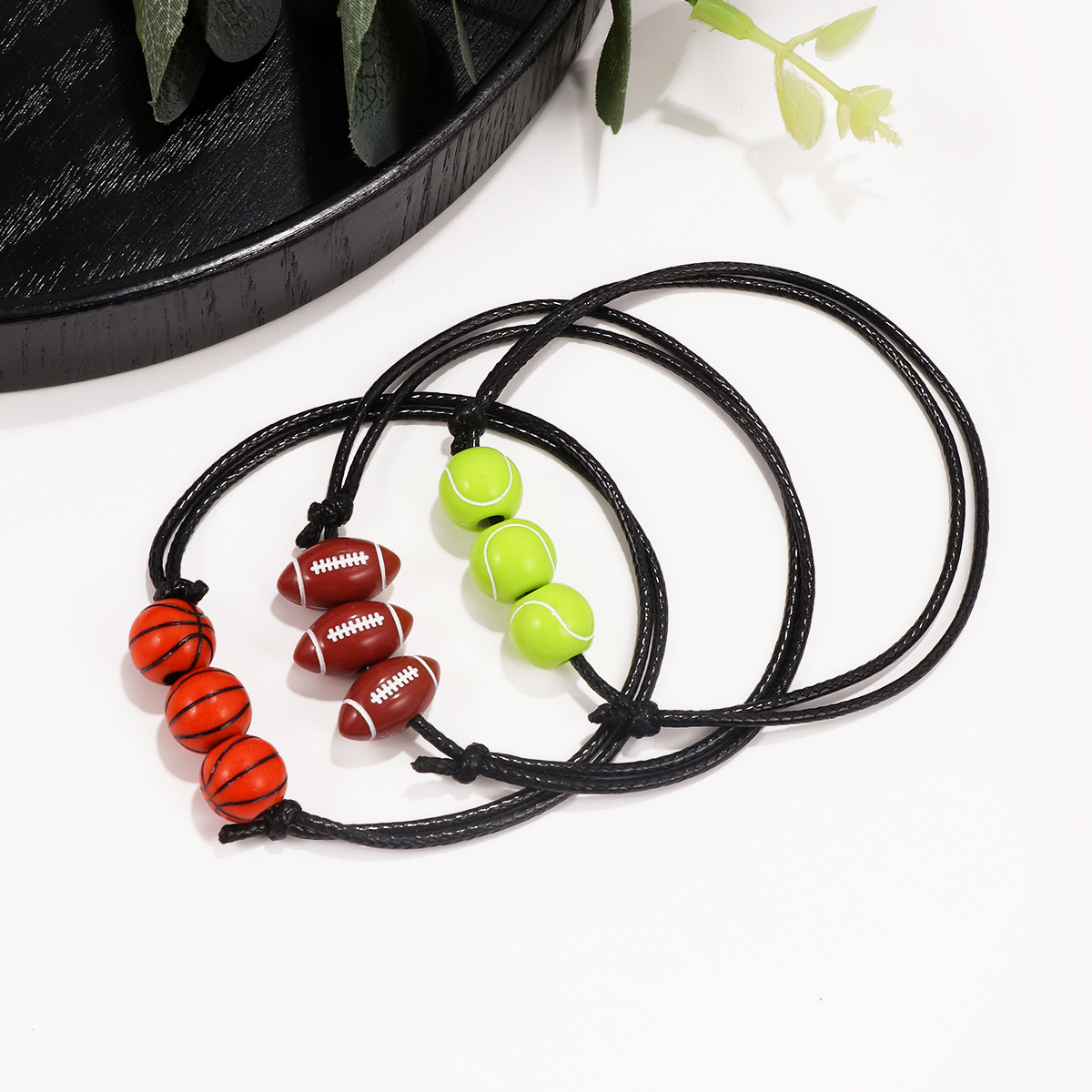 Woven basketball, football, and rugby bead bracelet set exclusively for cross-border Amazon hot selling ball bracelets