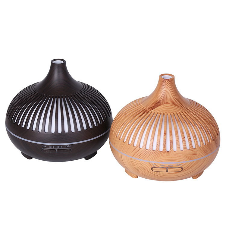 Wood grain humidifier, wood grain aromatherapy machine, 500ML remote control hollow cross-border new model, 7-color lighting