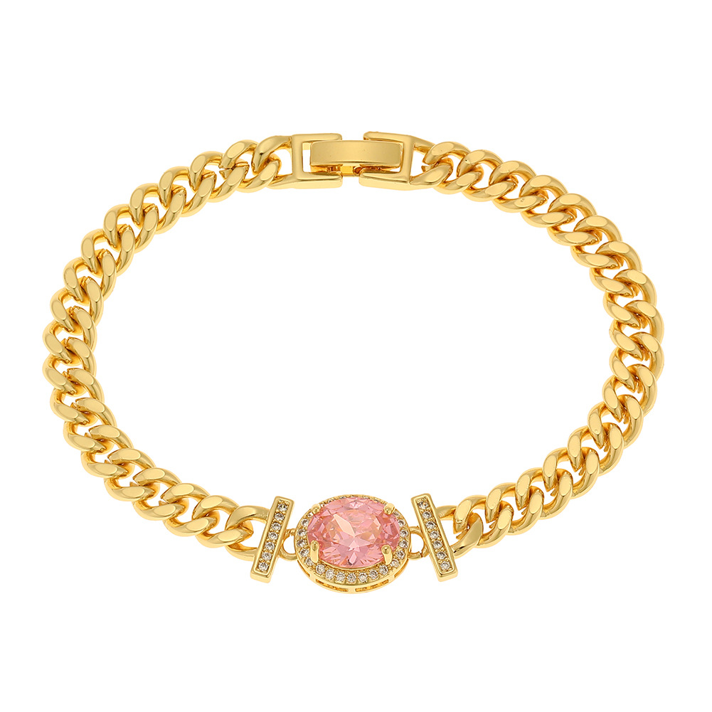 Luxury diamond studded women's fashion accessories, oval chain bracelet, hip-hop personalized bracelet, versatile bracelet wholesale