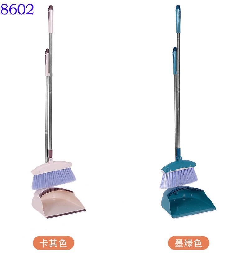 Factory direct sales broom and dustpan set combination windproof cover sweeping stainless steel plastic broom dustpan household cleaning
