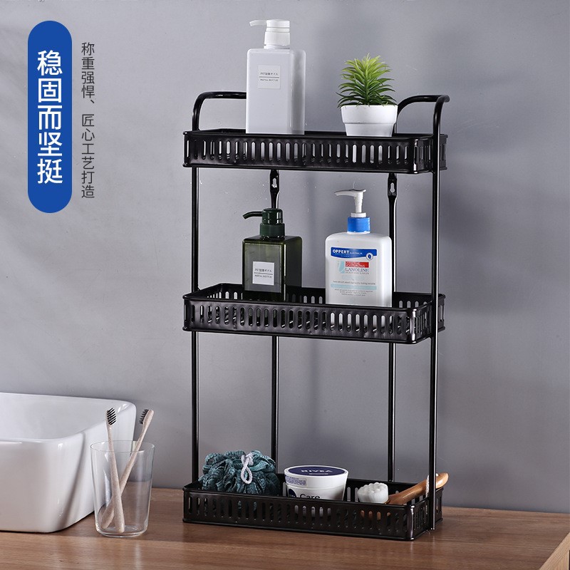 Bathroom storage rack, bathroom kitchen multi-purpose storage rack, non perforated iron rectangular shelf, storage rack