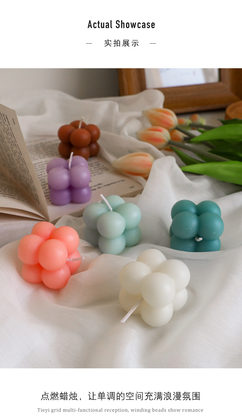 Nordic ins Rubik's Cube Spherical Aromatherapy Candle Home Fragrance Creative Geometric Shape Ornament Aromatherapy Shooting Prop