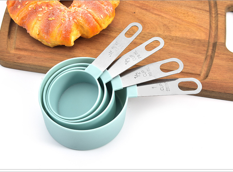 Plastic measuring spoon set, stainless steel handle measuring cup measuring spoon 8-piece set with scale measuring spoon measuring spoon set, baking tool