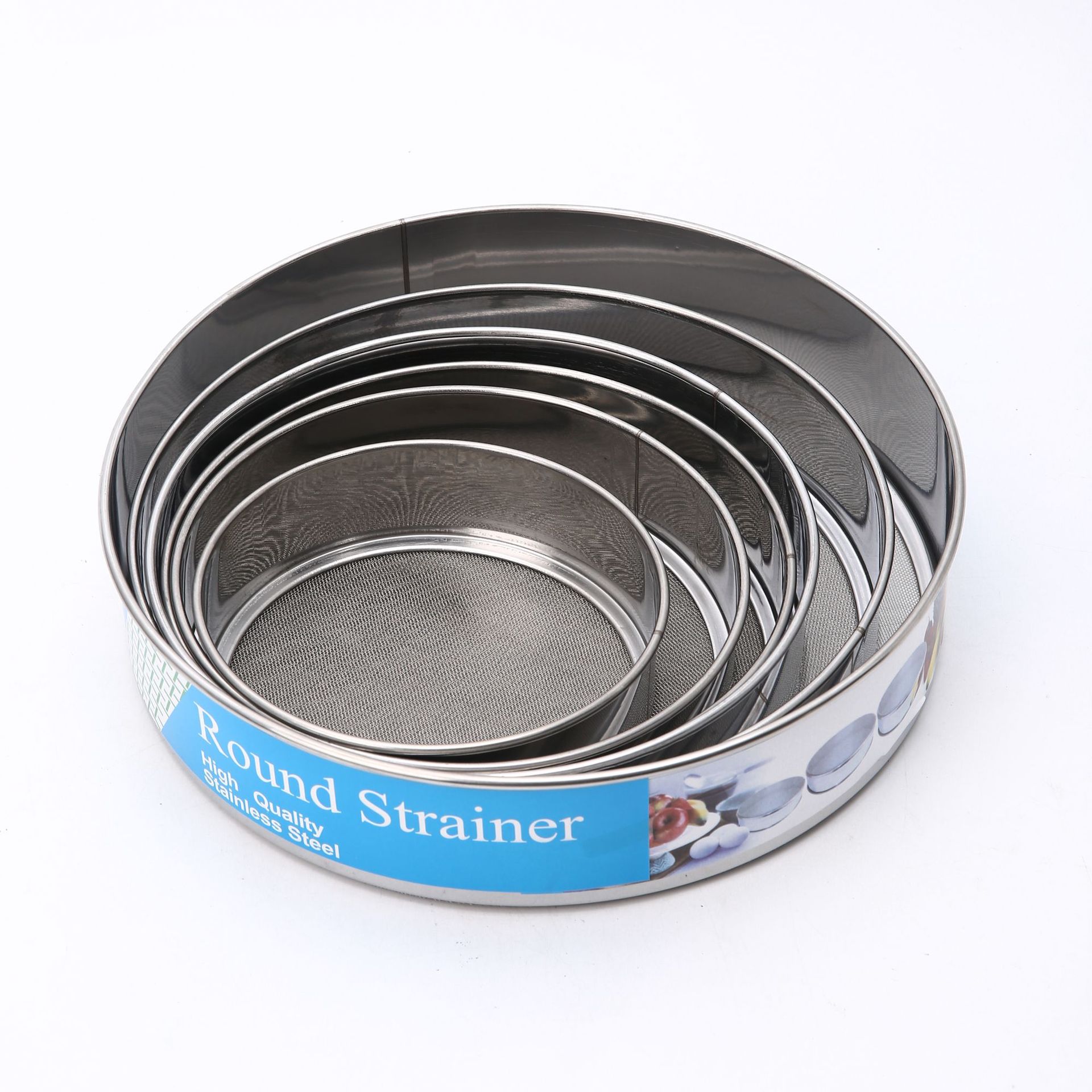 Multi functional 304 flour sieve, fine stainless steel flour sieve, baking handheld mesh sieve