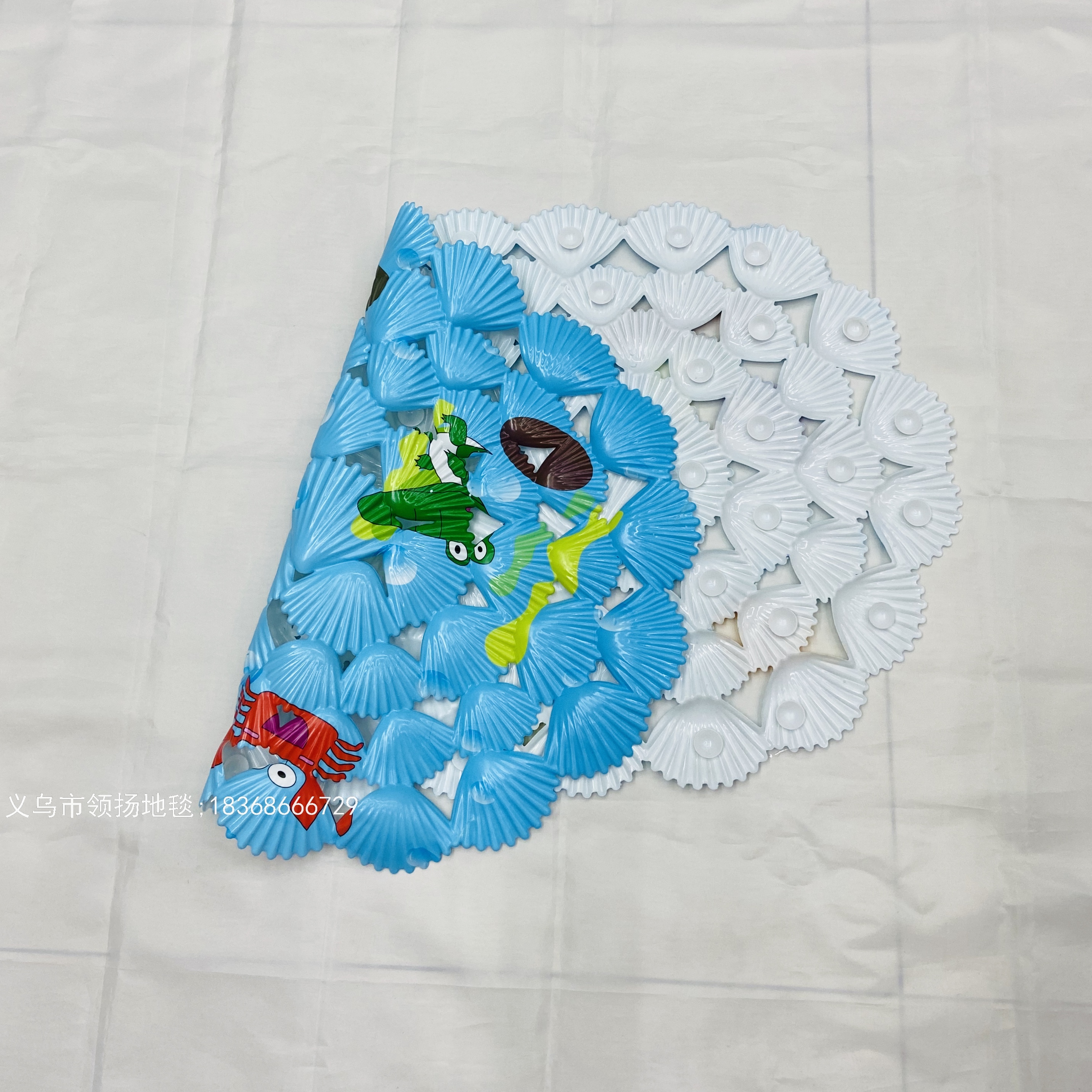Shell printed PVC bathroom mat anti slip massage mat bathtub anti slip mat with suction cup PVC anti slip mat