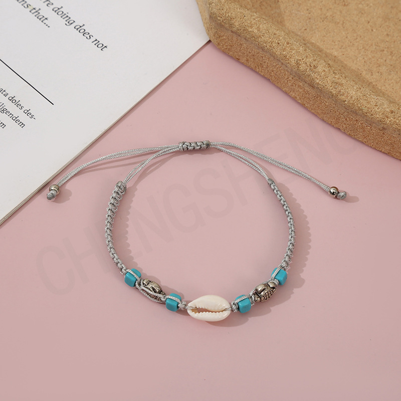 Cross border Ins style pearl shell weaving bracelet DIY turquoise bead jewelry women's versatile accessory set