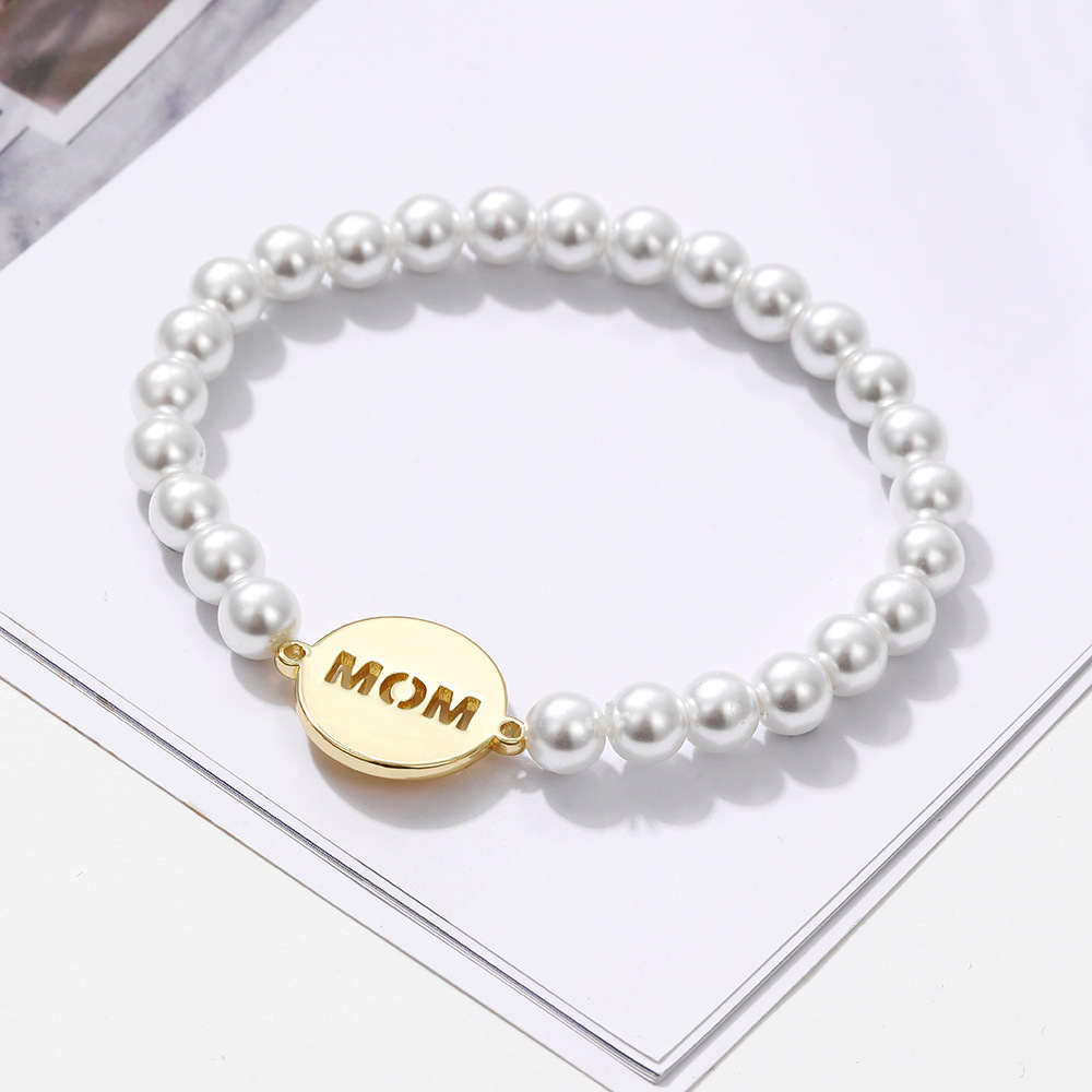 New Cross border Hot selling Pearl Style Mother's Day Gift Bracelet Simple and Versatile MOM High Brightness Pearl Bracelet Bracelet