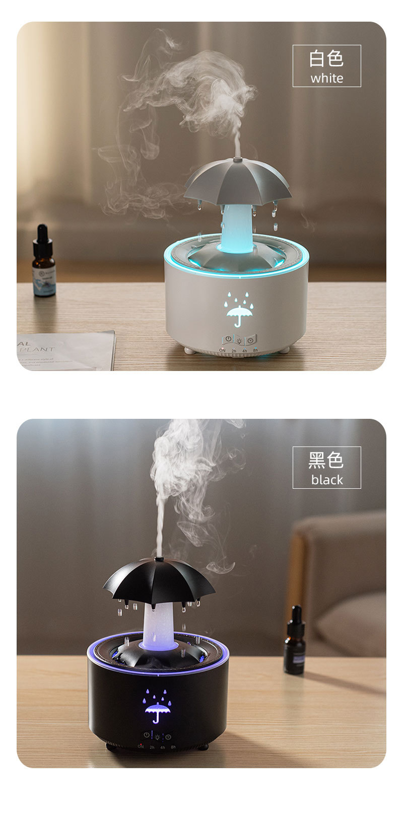 Rotating Raindrop Aromatherapy Machine, Heavy Fog Capacity, Home Office Essential Oil Fragrance Expansion, Desktop Colorful Aromatherapy Humidifier