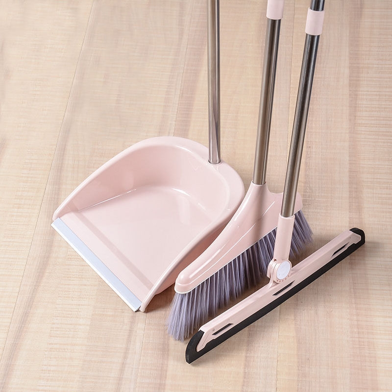 Household broom and dustpan set, consisting of three pieces of broom, soft fur, non stick to hair, enlarged and thickened dustpan and dustpan