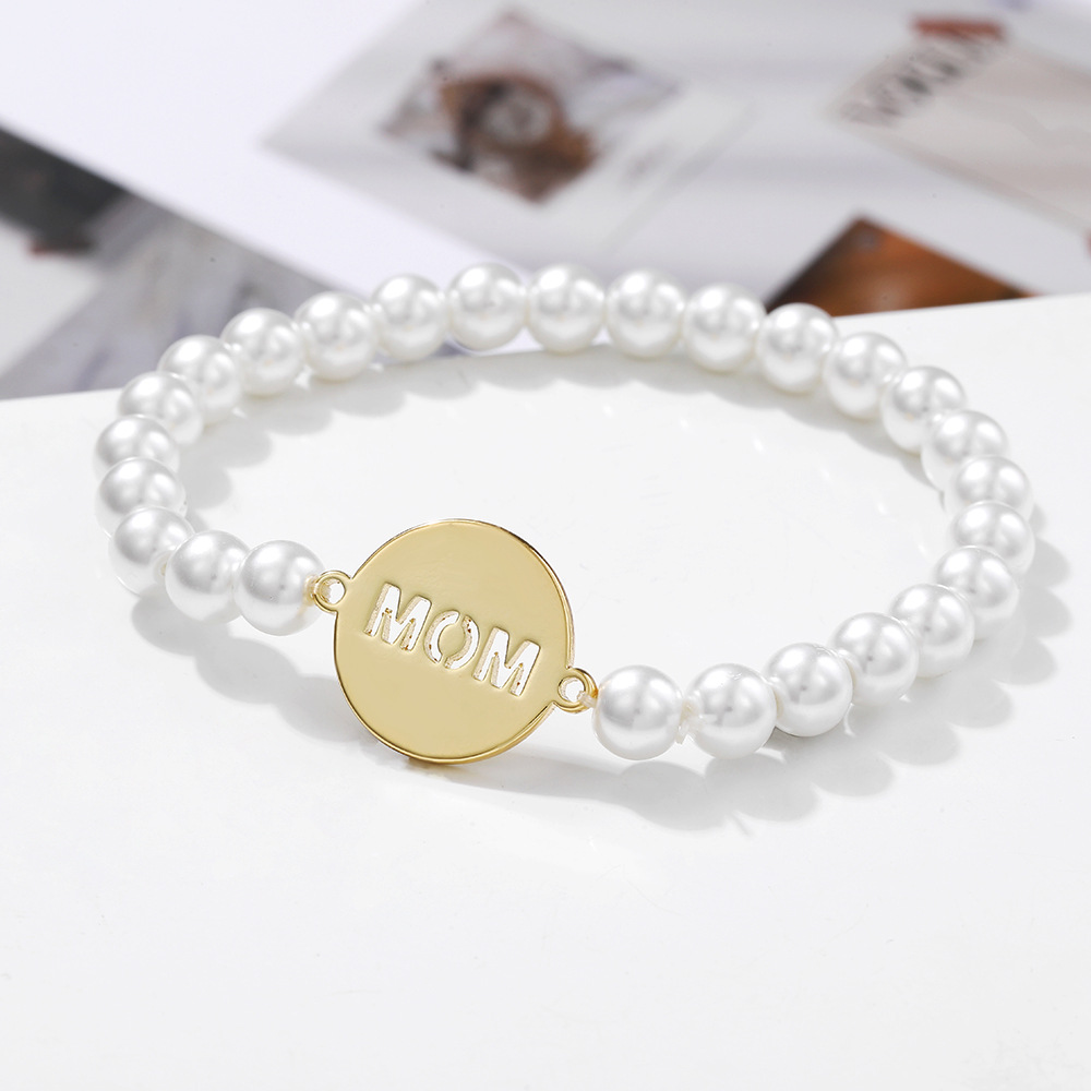 New Cross border Hot selling Pearl Style Mother's Day Gift Bracelet Simple and Versatile MOM High Brightness Pearl Bracelet Bracelet