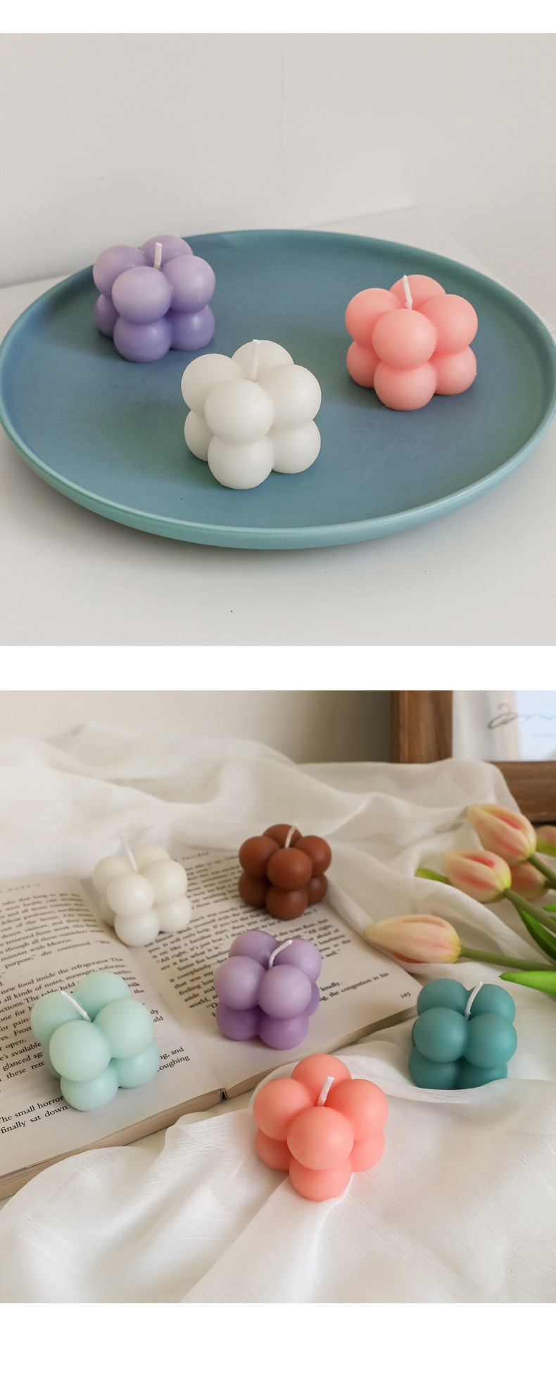 Nordic ins Rubik's Cube Spherical Aromatherapy Candle Home Fragrance Creative Geometric Shape Ornament Aromatherapy Shooting Prop