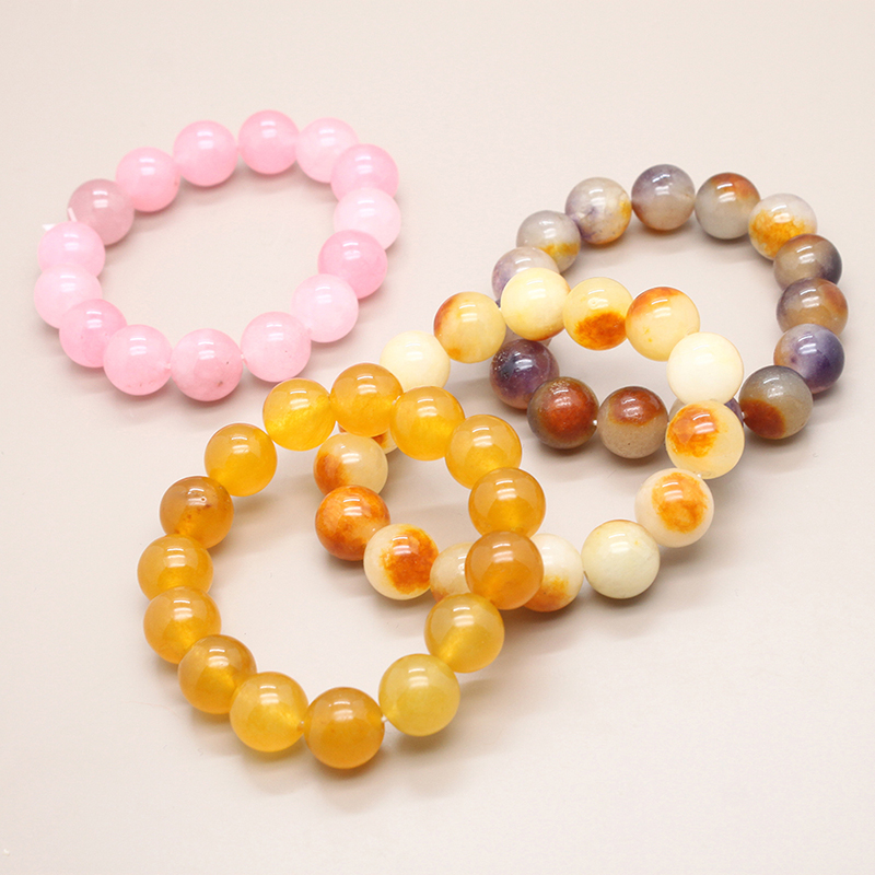 Quartz stone, jade, purple yellow crystal bracelet, quartz stone, single circle, seven colored jade, optimized colored bracelet jewelry