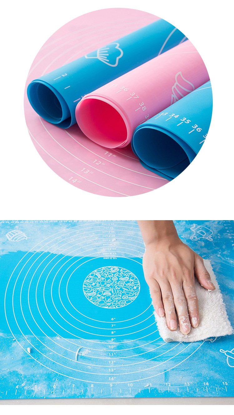 High temperature silicone pad kitchen large thick anti slip ring with scale kneading pad baking tray pad baking pad and dough pad