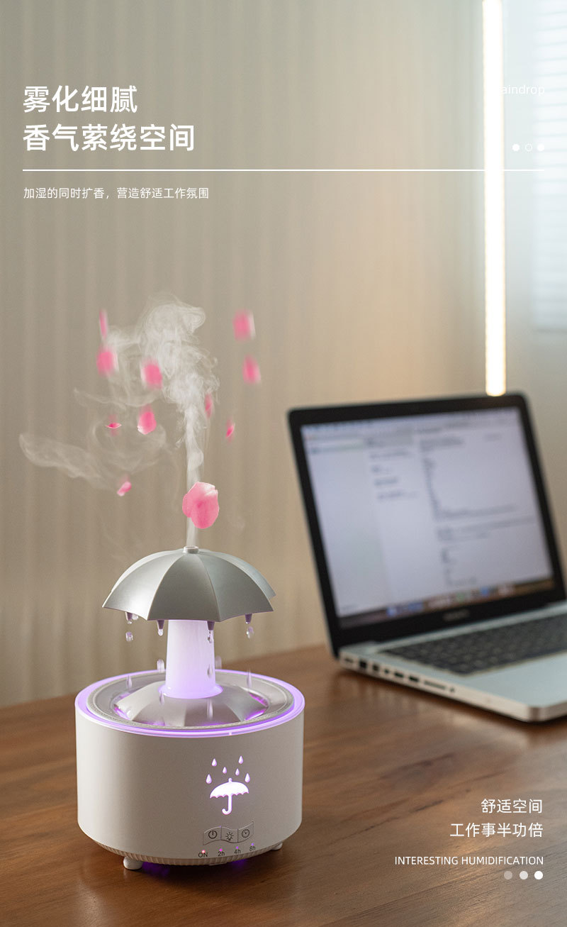 Rotating Raindrop Aromatherapy Machine, Heavy Fog Capacity, Home Office Essential Oil Fragrance Expansion, Desktop Colorful Aromatherapy Humidifier