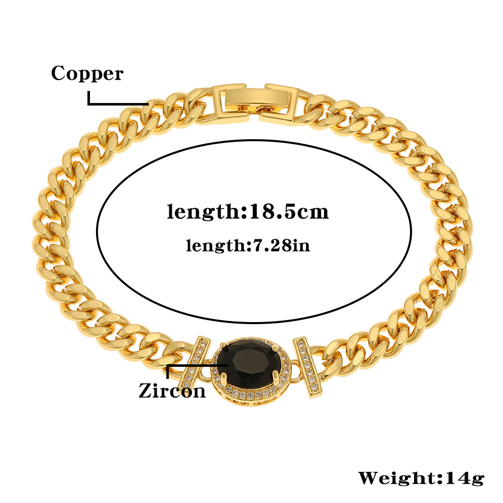 Luxury diamond studded women's fashion accessories, oval chain bracelet, hip-hop personalized bracelet, versatile bracelet wholesale