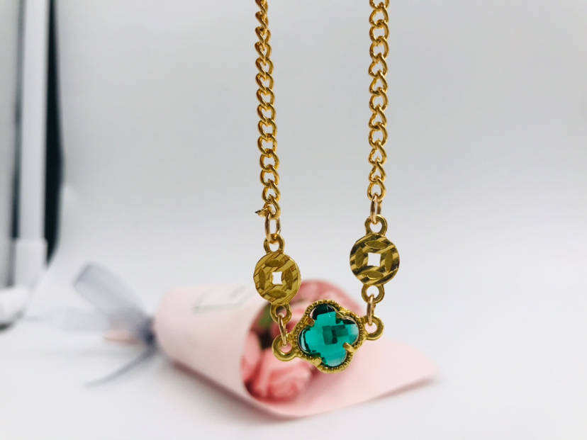 Clover accessories imitation gold bracelet fashion chain gold inlaid jade bracelet bracelet