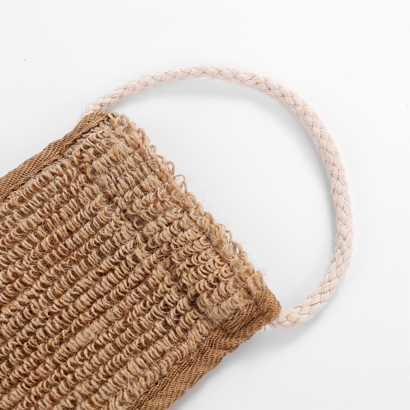 Customized shower towel, autumn hemp brown bath towel, household double-sided bath towel, ramie pull back strip, adult pull back strap