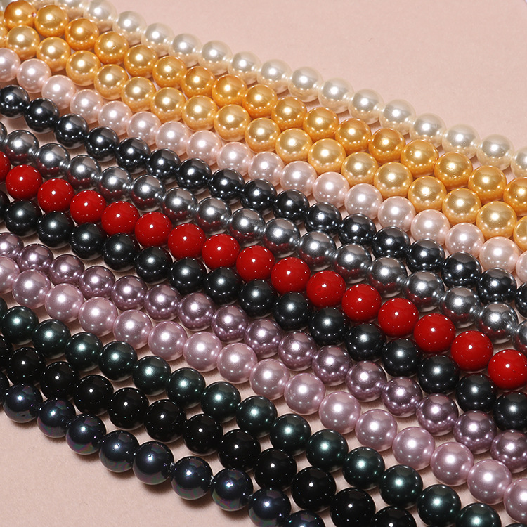 Spot wholesale high imitation Nanyang shell pearls imitation natural colored shell necklaces bracelets DIY naked bead accessories
