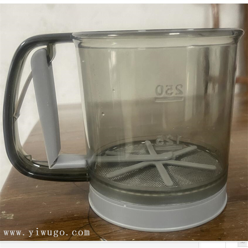 250ml PP handheld flour sieve cup, double-layer stainless steel filter screen, manual flour sieve, household baking tool