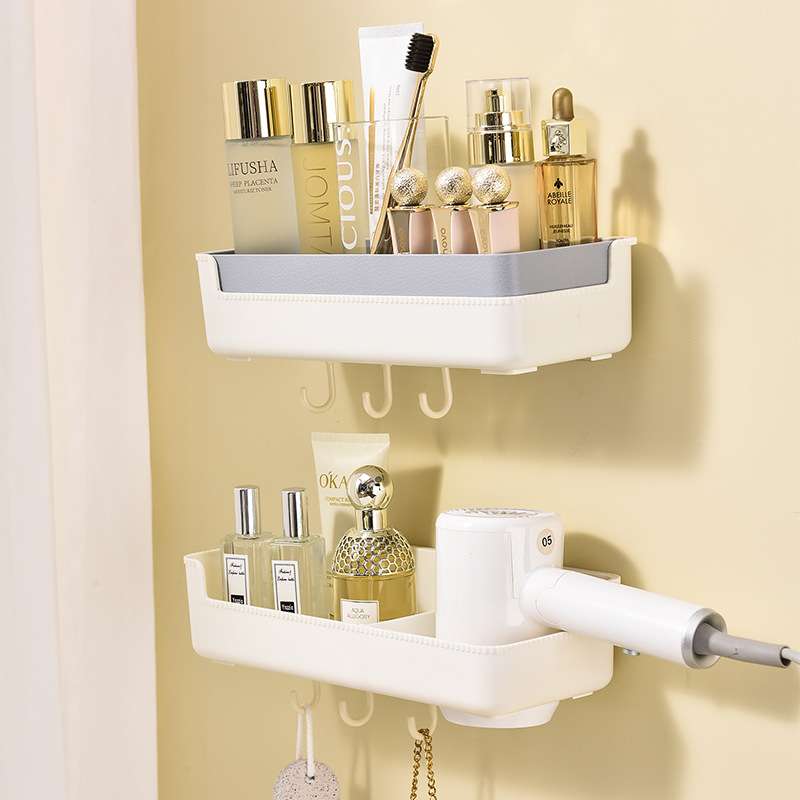 P24-PM-5002 Bathroom Storage Rack Wall mounted Non perforated Storage Rack Household Bathroom Hairdryer Rack