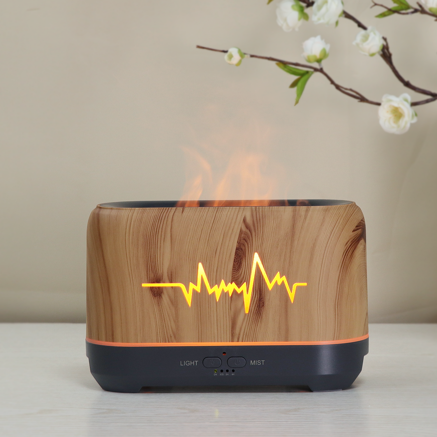 Creative flame aromatherapy machine, bedroom bedside table small night light, home office humidifier