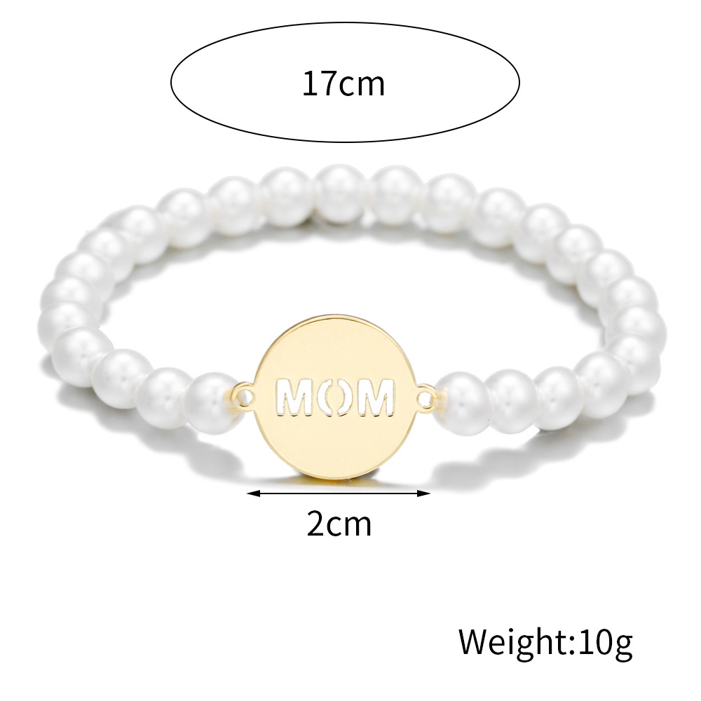 New Cross border Hot selling Pearl Style Mother's Day Gift Bracelet Simple and Versatile MOM High Brightness Pearl Bracelet Bracelet