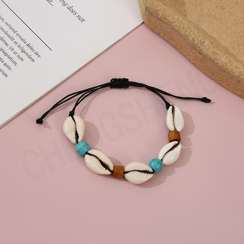 Cross border Ins style pearl shell weaving bracelet DIY turquoise bead jewelry women's versatile accessory set