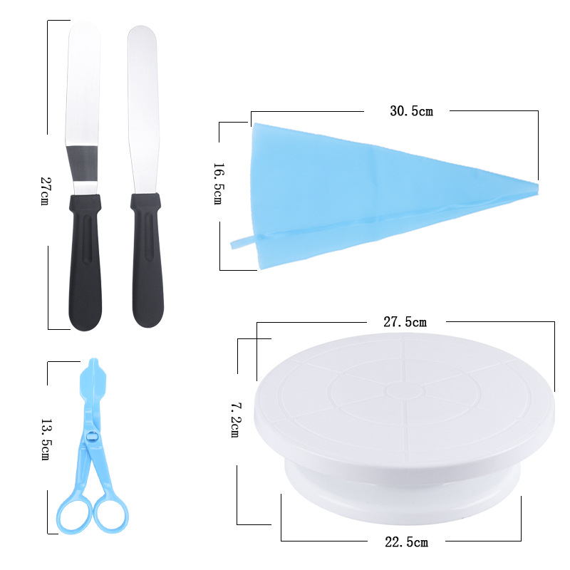Amazon hot selling 80 piece cake turntable decoration piping nozzle set piping table sugar flipping baking tool