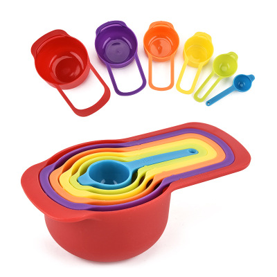 Small tool baking spoon set 6-piece combination plastic rainbow measuring cup cake milk powder spoon coffee spoon