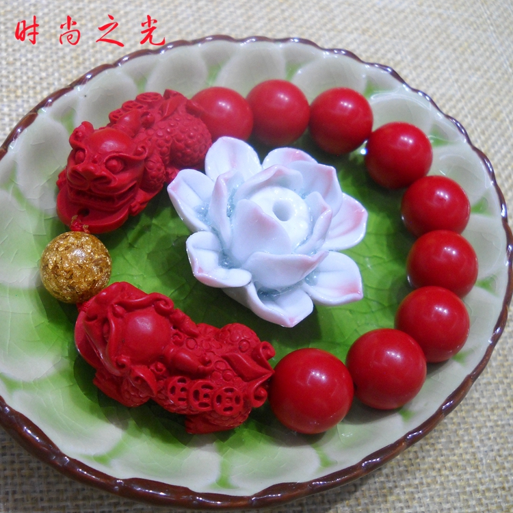 Natural cinnabar DIY handmade gold foil cinnabar bracelet bracelet bracelet manufacturer direct sales