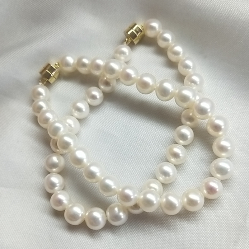 Zhuji Pearl 6-7mm Near Round Strong Light Flawless Pearl Bracelet with Iron Buckle for Easy Wearing Pearl Bracelet Gift