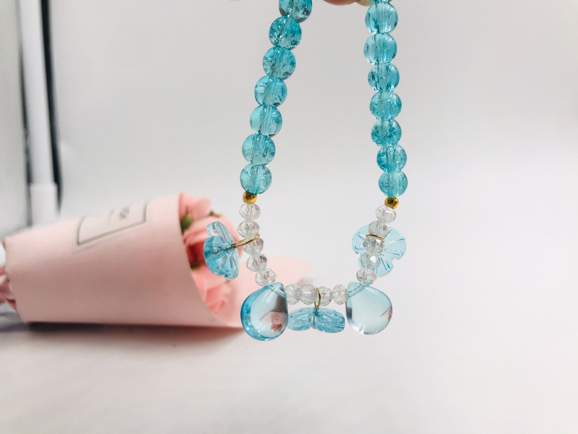 Crystal bracelet, best friend bracelet, summer jewelry, bead pendant, chain bracelet